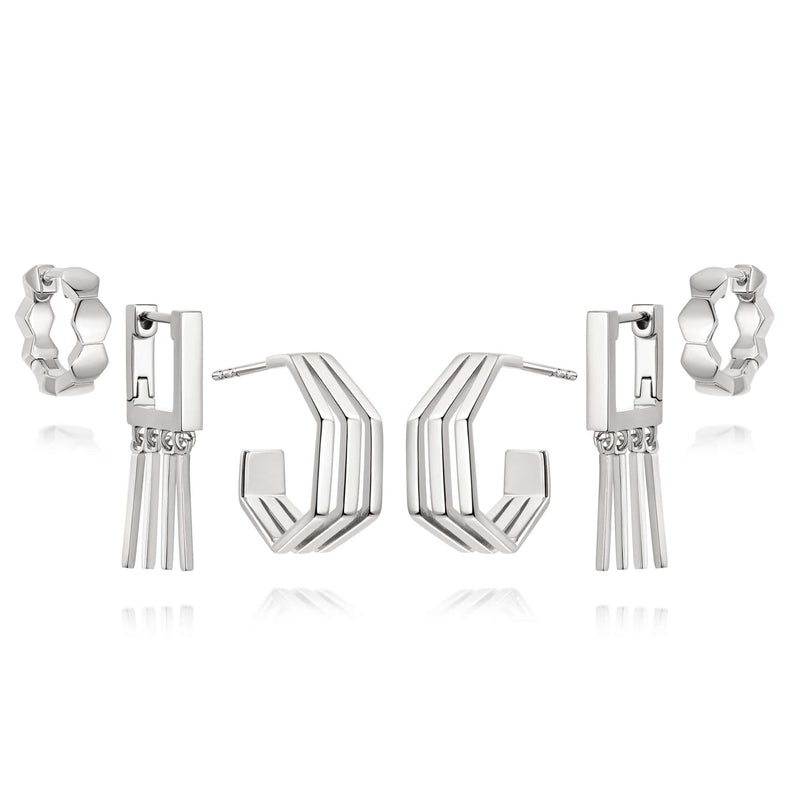 Ultimate Silver Siren Huggie Earring Stack