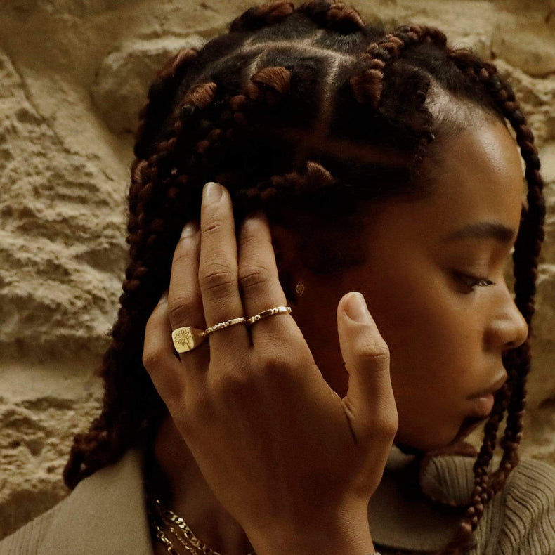 Water Lily Signet Ring 18ct Gold Plate