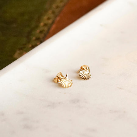 Palm Fan Stud Earrings 18ct Gold Plate recommended