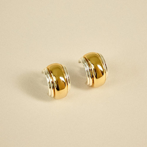 Polly Newman Mixed Metal Bold Hoop Earrings Silver Plate