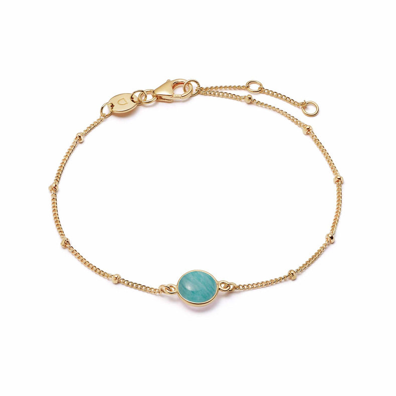 Amazonite Healing Stone Bobble Bracelet 18ct Gold Plate recommended
