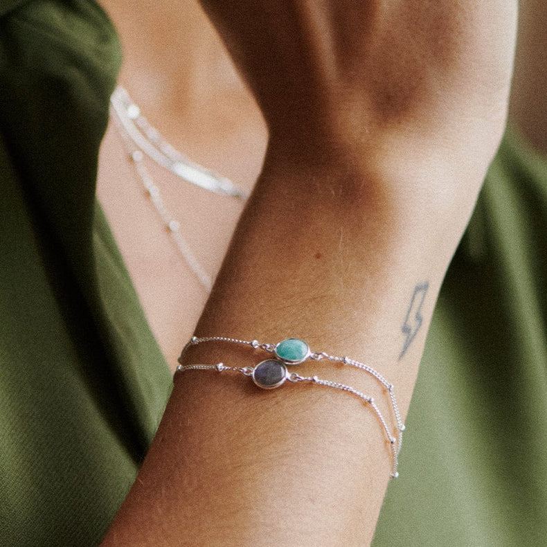 Amazonite Healing Stone Bobble Bracelet Sterling Silver