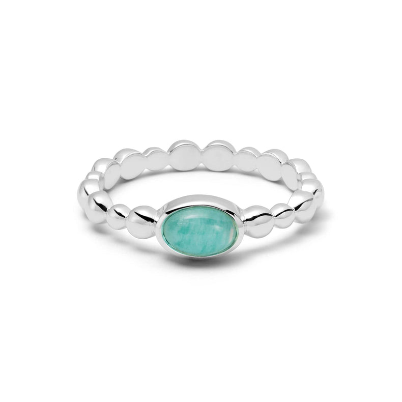 Amazonite Healing Stone Bobble Ring Sterling Silver