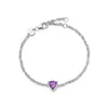 Amethyst February Birthstone Charm Bracelet Sterling Silver
