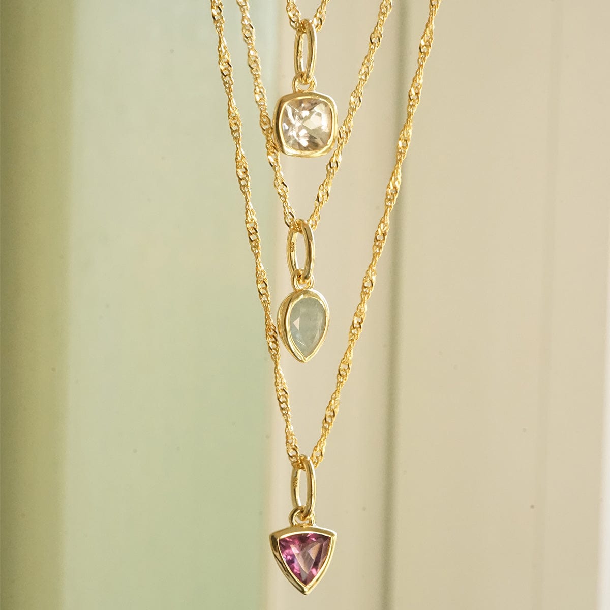 Amethyst February Birthstone Charm Necklace 18ct Gold Plate