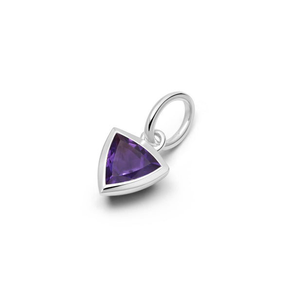 Angara Natural Amethyst Trillion Pendant Necklace - Sterling Silver, 8x6mm, With 18" Chain - View #11