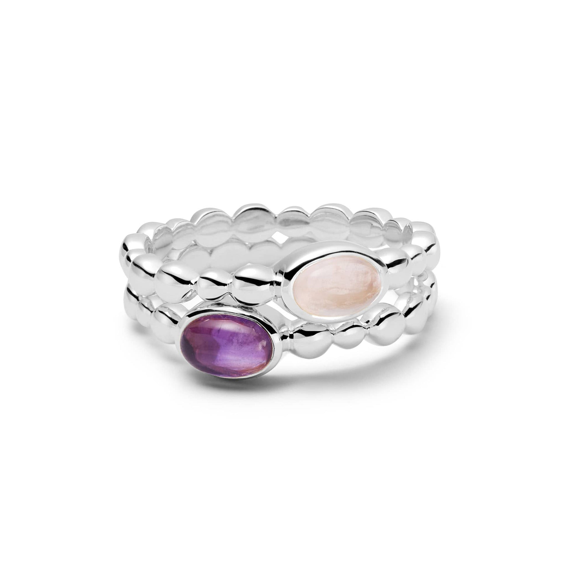 Amethyst Healing Stone Bobble Ring Sterling Silver