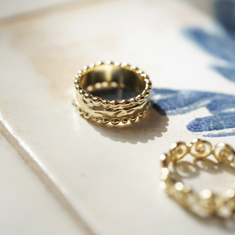 Amulet Band Ring 18ct Gold Plate