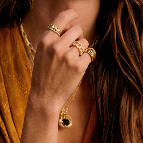 Amulet Band Ring 18ct Gold Plate