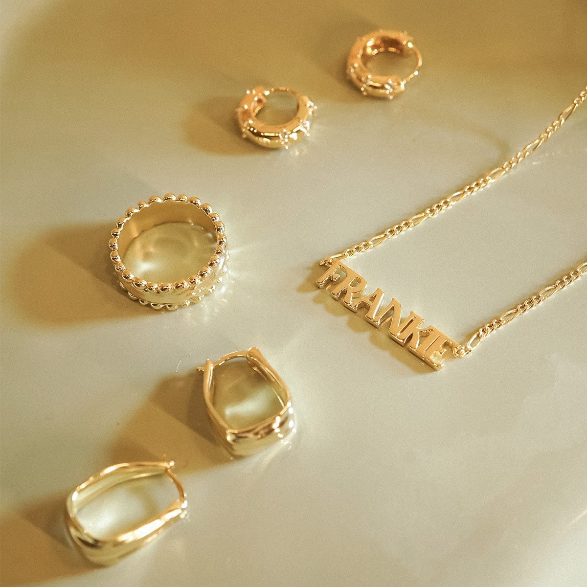 Amulet Band Ring 18ct Gold Plate