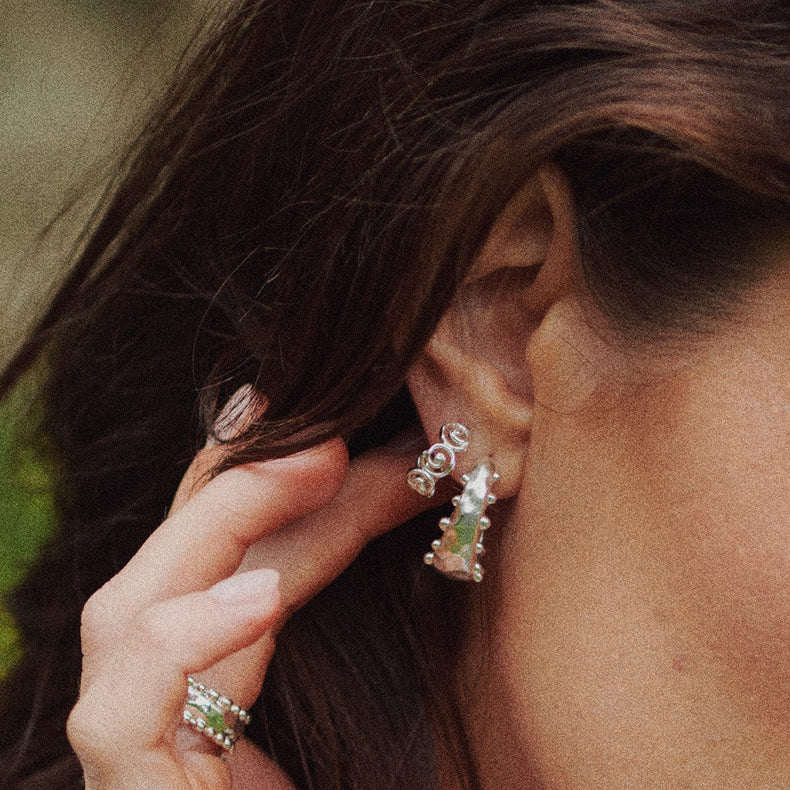 Amulet Bobble Hoop Earrings Sterling Silver