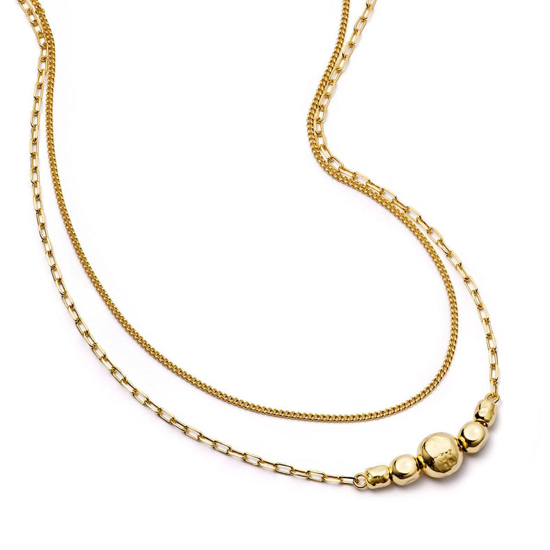 Amulet Bobble Layered Necklace 18ct Gold Plate