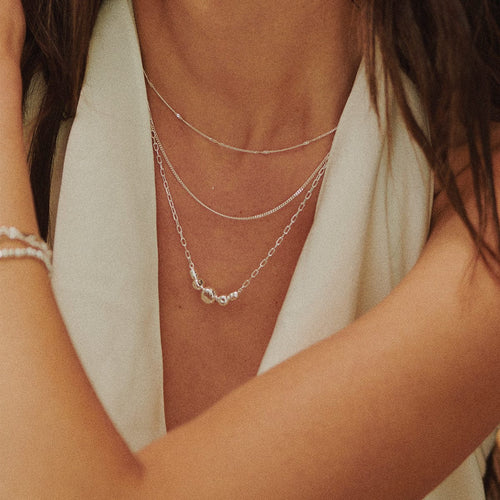 Amulet Bobble Layered Necklace Sterling Silver