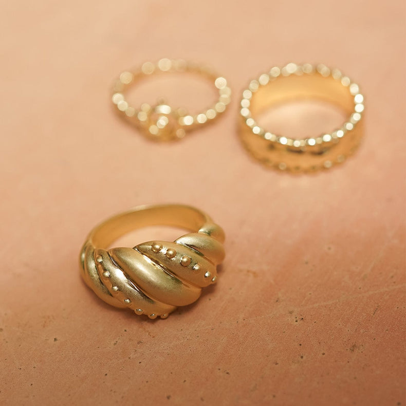 Amulet Dome Ring 18ct Gold Plate