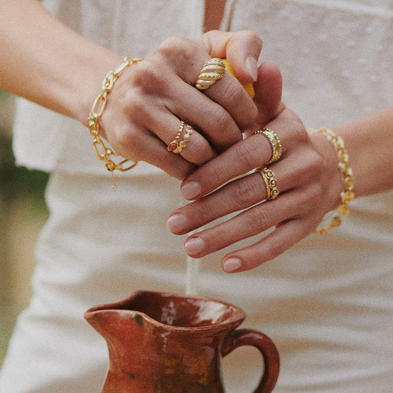 Amulet Dome Ring 18ct Gold Plate