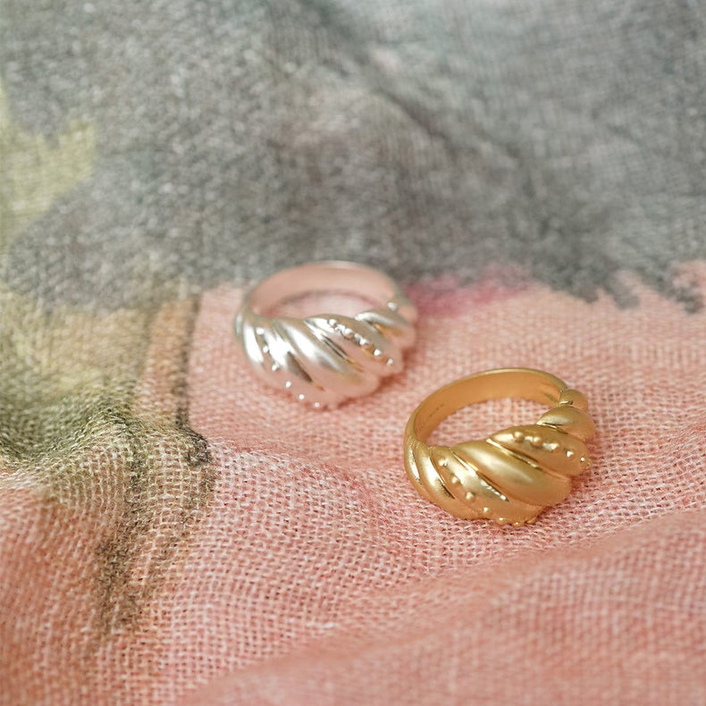 Amulet Dome Ring Silver Plate