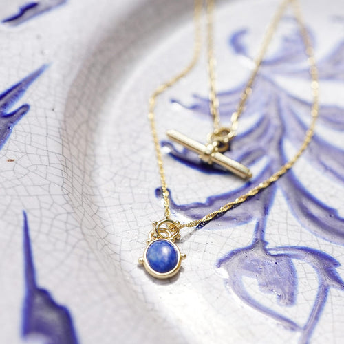 Amulet Lapis Necklace 18ct Gold Plate