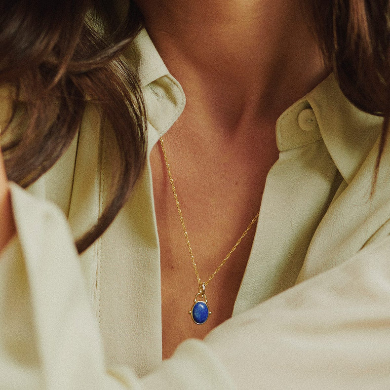 Amulet Lapis Necklace 18ct Gold Plate