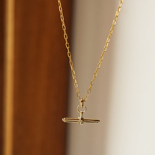 Amulet T Bar Necklace 18ct Gold Plate