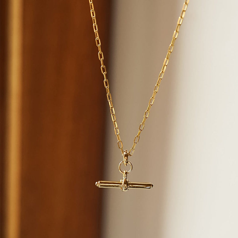 Amulet T Bar Necklace 18ct Gold Plate