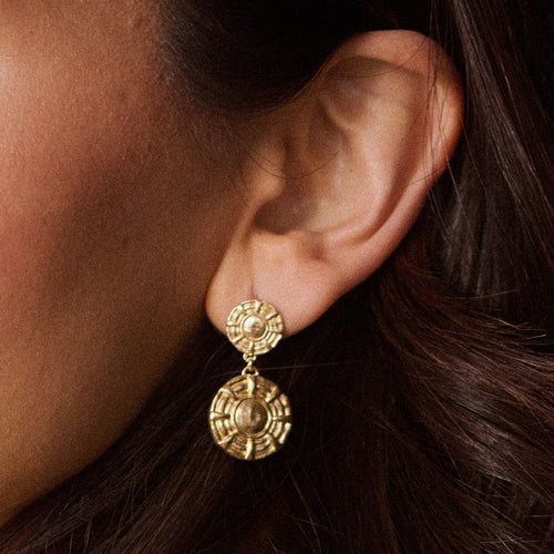 Apollo Double Drop Earrings 18ct Gold Plate