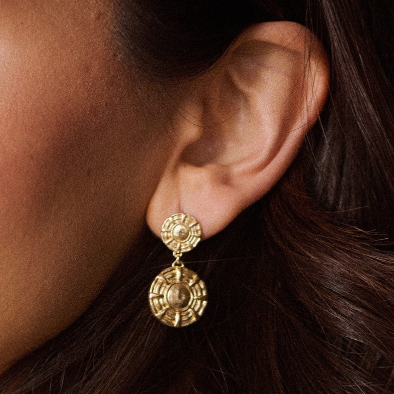 Apollo Double Drop Earrings 18ct Gold Plate