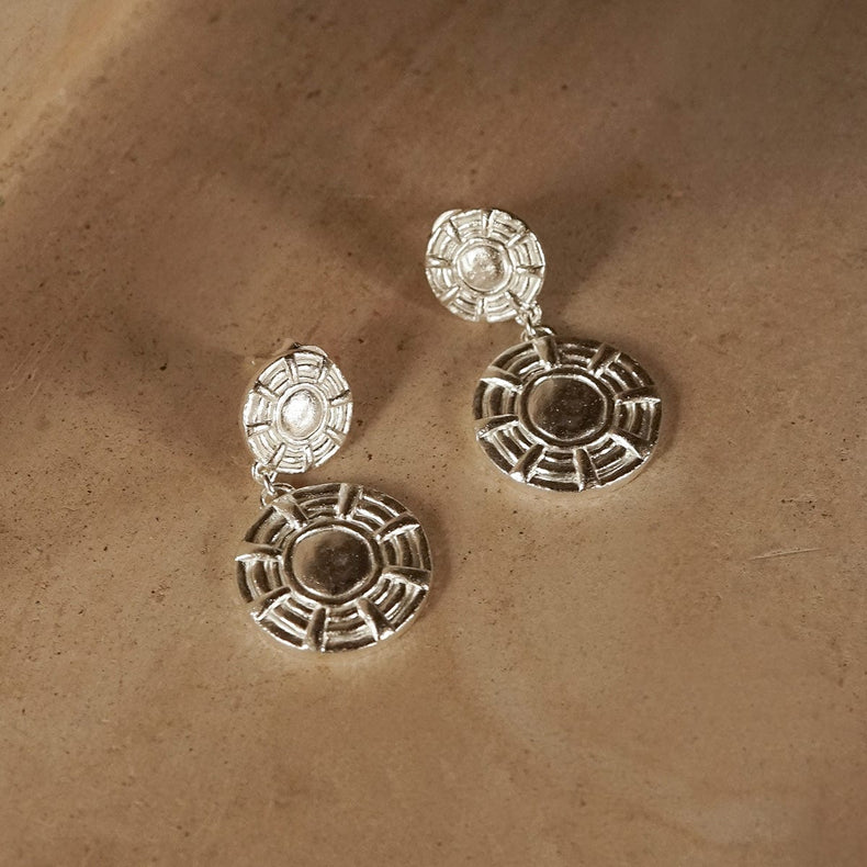 Apollo Double Drop Earrings Silver Plate