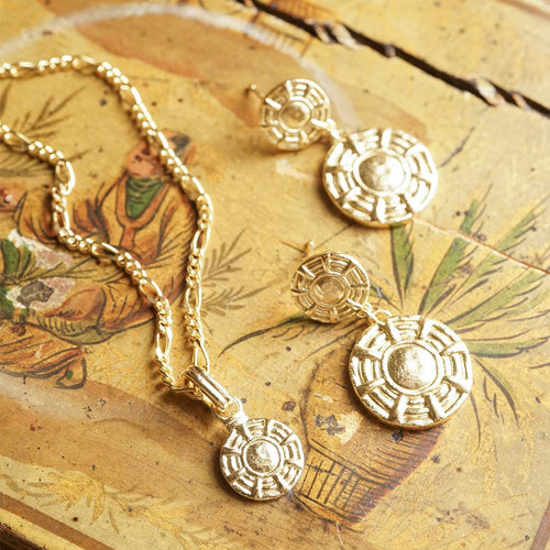 Apollo Earrings & Pendant Necklace Layering Set 18ct Gold Plate