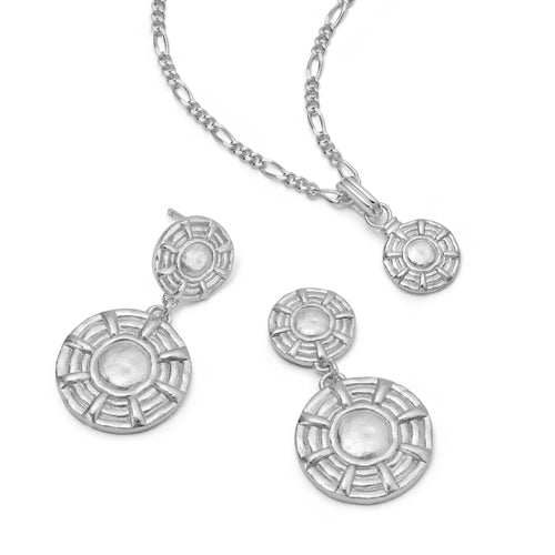 Apollo Earrings & Pendant Necklace Layering Set Sterling Silver