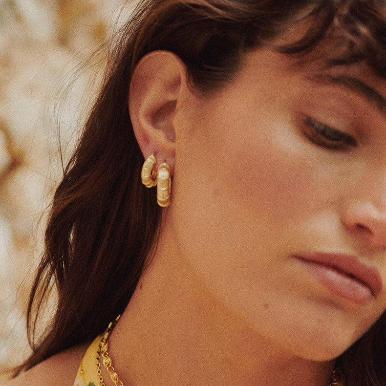 Apollo Hoop Earrings Layering Set 18ct Gold Plate