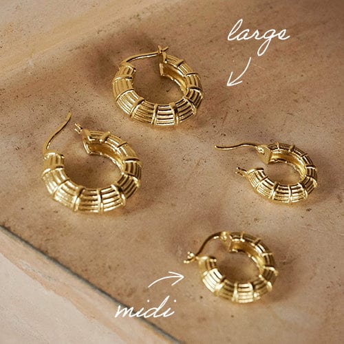 Apollo Hoop Earrings Layering Set 18ct Gold Plate