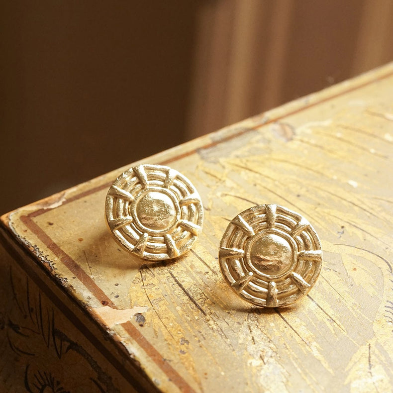 Apollo Oversized Stud Earrings 18ct Gold Plate
