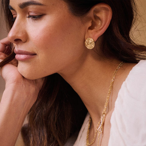 Apollo Oversized Stud Earrings 18ct Gold Plate