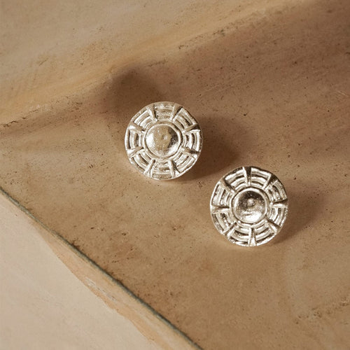 Apollo Oversized Stud Earrings Silver Plate