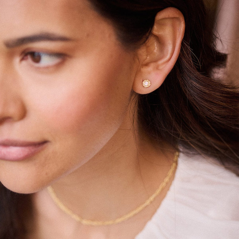 Apollo Sparkle Stud Earrings 18ct Gold Plate