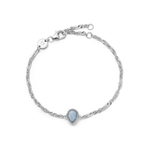 Aquamarine March Birthstone Charm Bracelet Sterling Silver