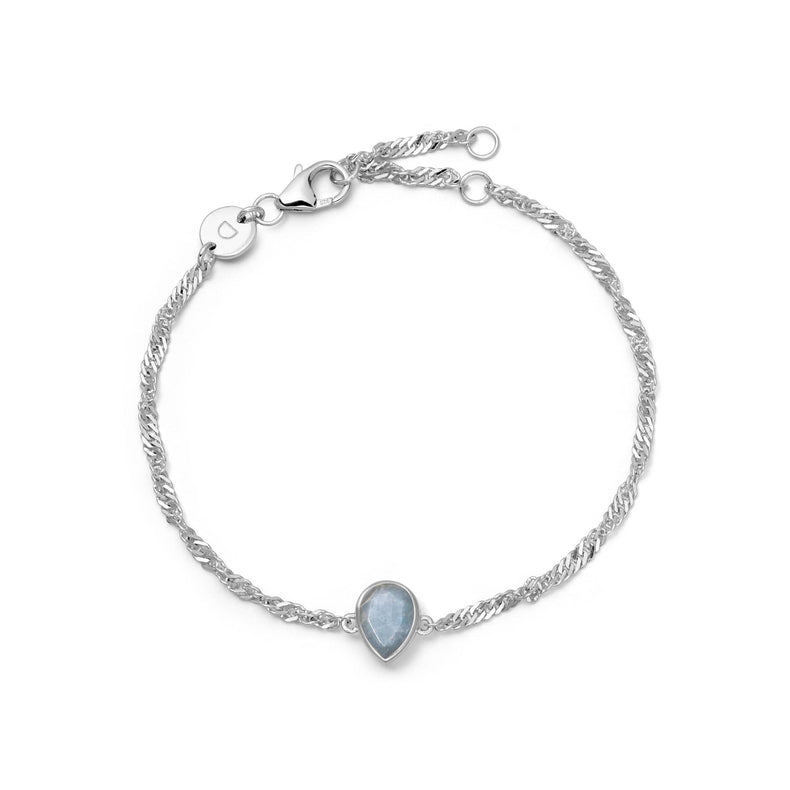 Aquamarine March Birthstone Charm Bracelet Sterling Silver