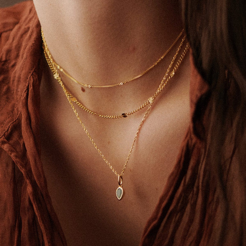 Aquamarine March Birthstone Charm Pendant 18ct Gold Plate