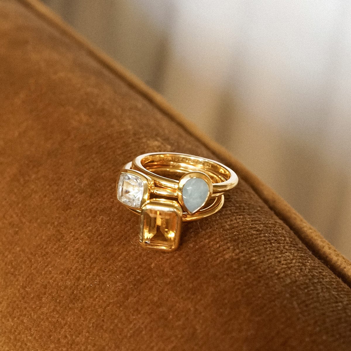 Aquamarine March Birthstone Ring 18ct Gold Plate