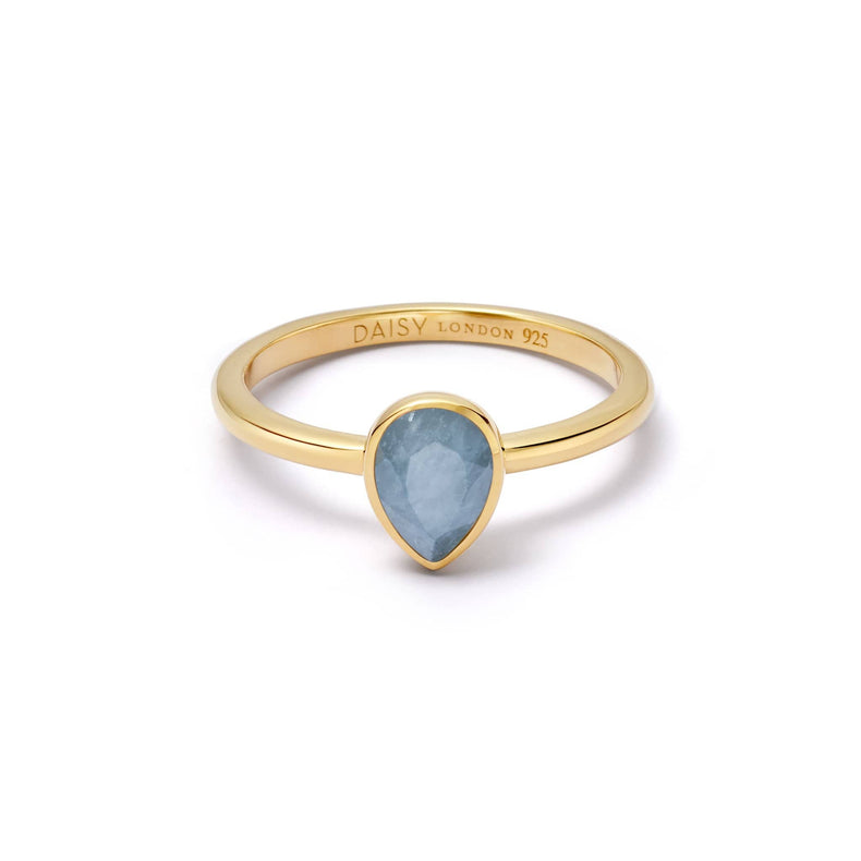 Aquamarine March Birthstone Ring 18ct Gold Plate recommended