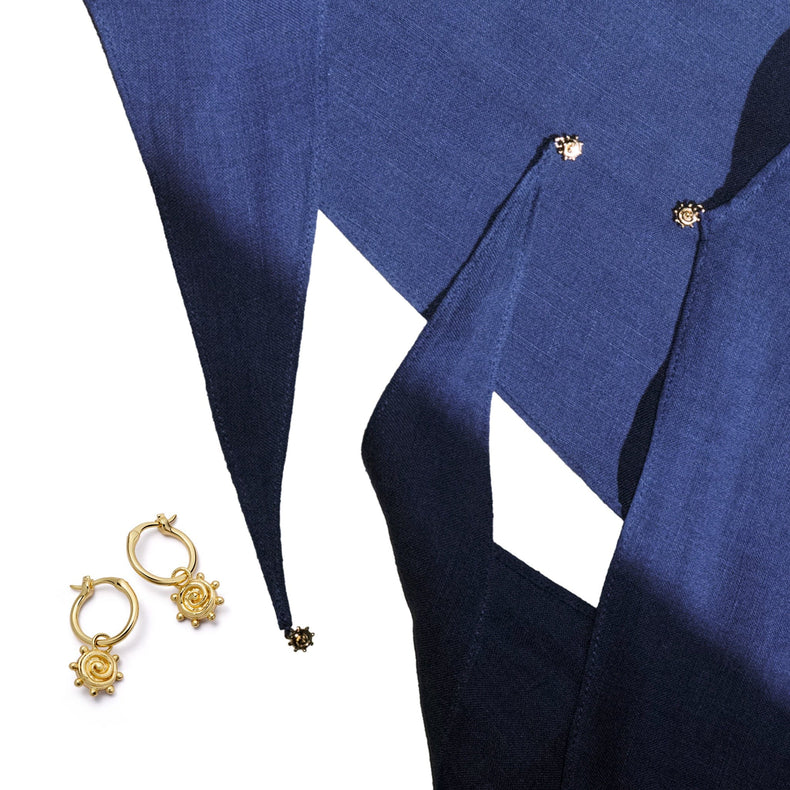 arkitaip Scarf & Spiral Earrings Layering Set 18ct Gold Plate