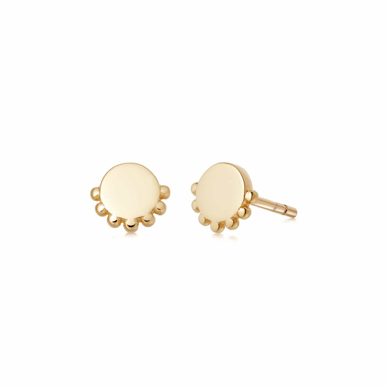 Beaded Disc Stud Earrings 18Ct Gold Plate recommended
