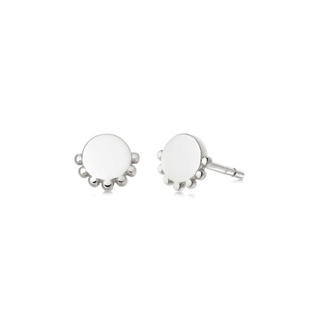 Beaded Disc Stud Earrings Sterling Silver recommended