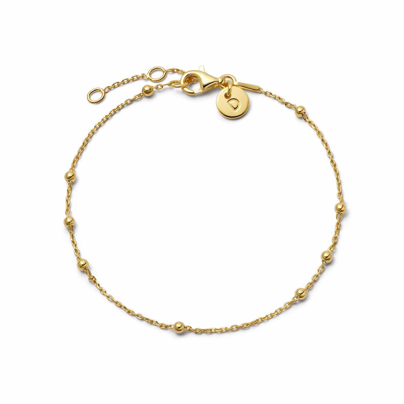 Beaded Layering Chain Bracelet 18ct Gold Plate