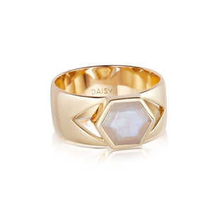 Beloved Bold Moonstone Band Ring 18ct Gold Plate recommended