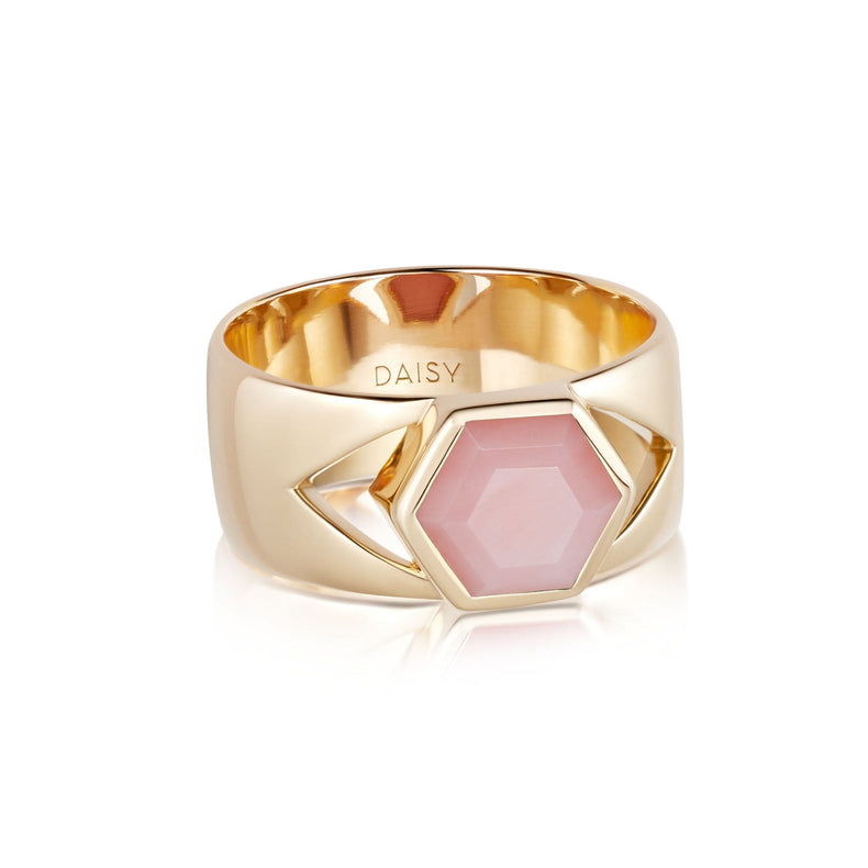 Beloved Bold Pink Opal Band Ring 18ct Gold Plate recommended