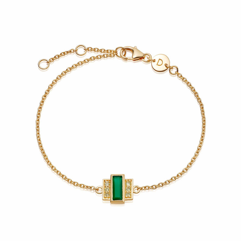 Beloved Green Onyx Baguette Bracelet 18ct Gold Plate recommended