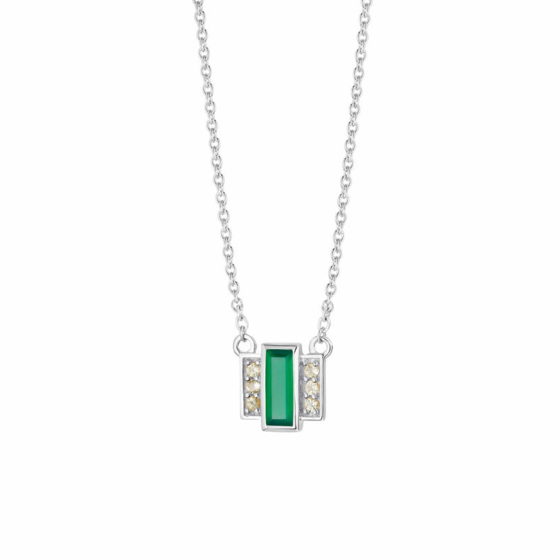 Beloved Green Onyx Baguette Necklace Sterling Silver recommended