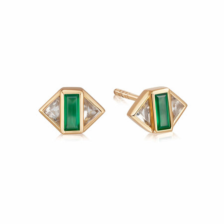 Beloved Green Onyx Stud Earrings 18ct Gold Plate recommended