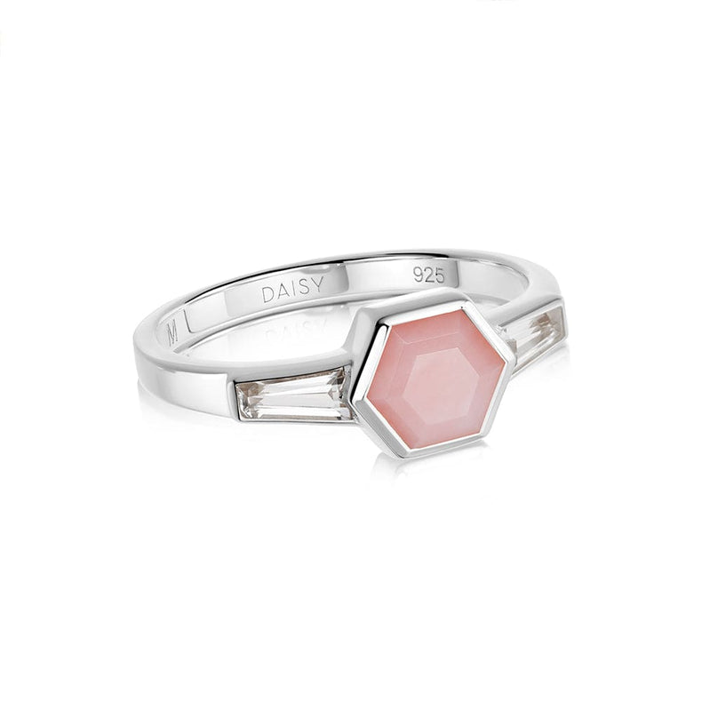 Beloved Pink Opal Hexagon Ring Sterling Silver recommended